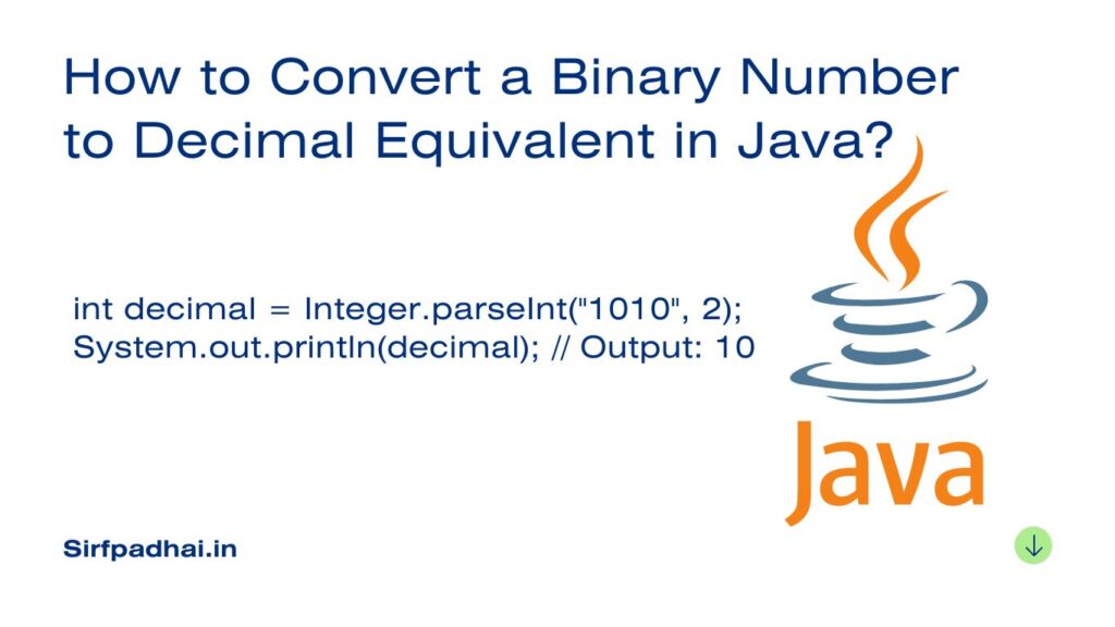 How To Convert A Binary Number To Decimal Equivalent In Java Sirf Padhai